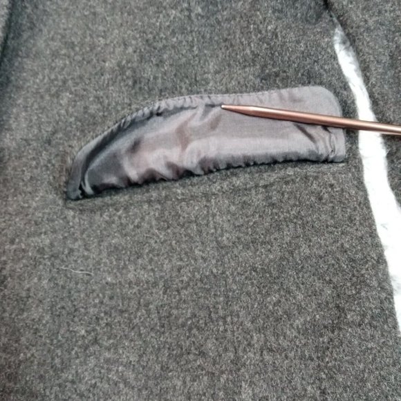 Eddie Bauer ‎ Womens Jacket Gray S Wool Rabbit Hair Coat Faux Pockets Blazer - Picture 7 of 12